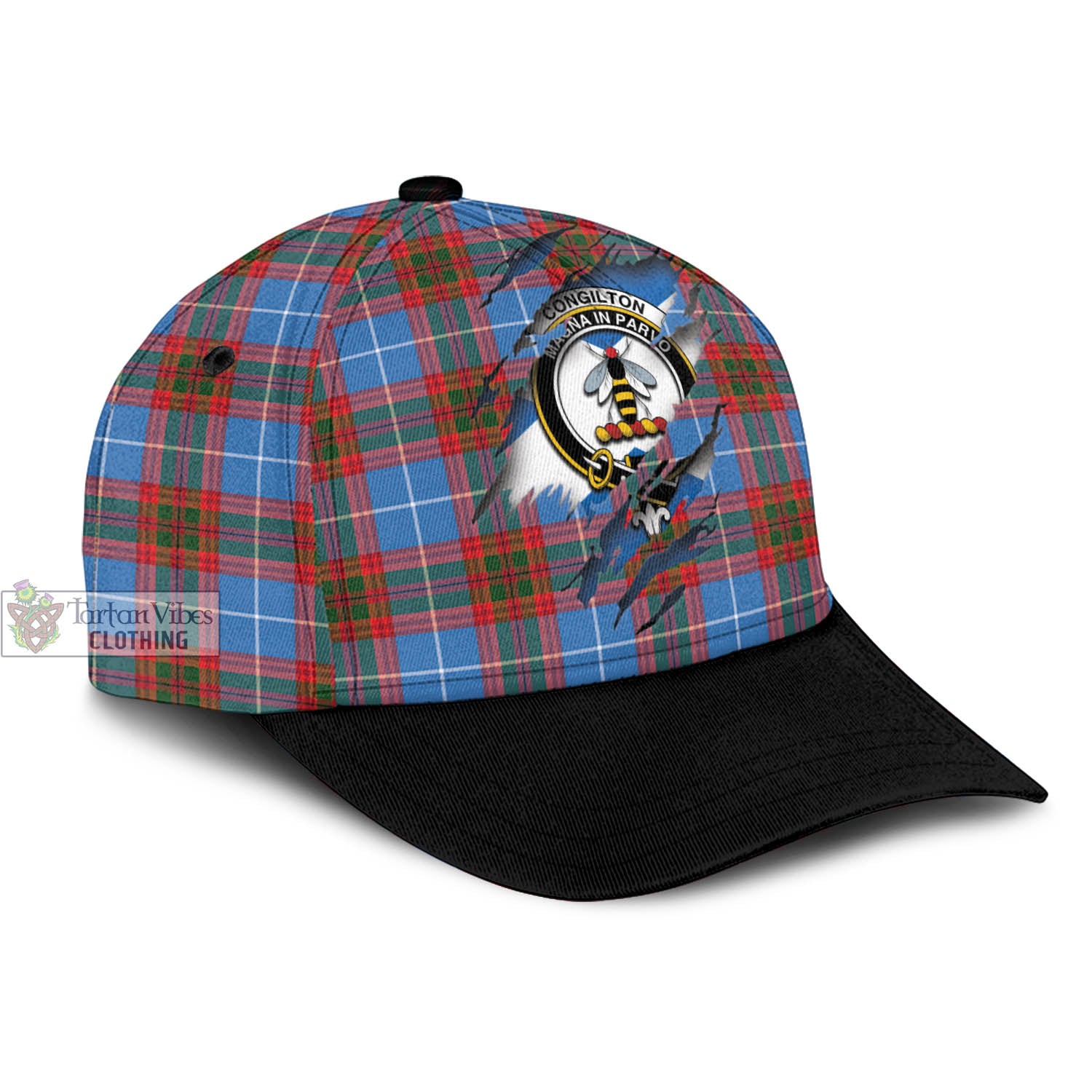 Tartan Vibes Clothing Congilton Tartan Classic Cap with Family Crest In Me Style