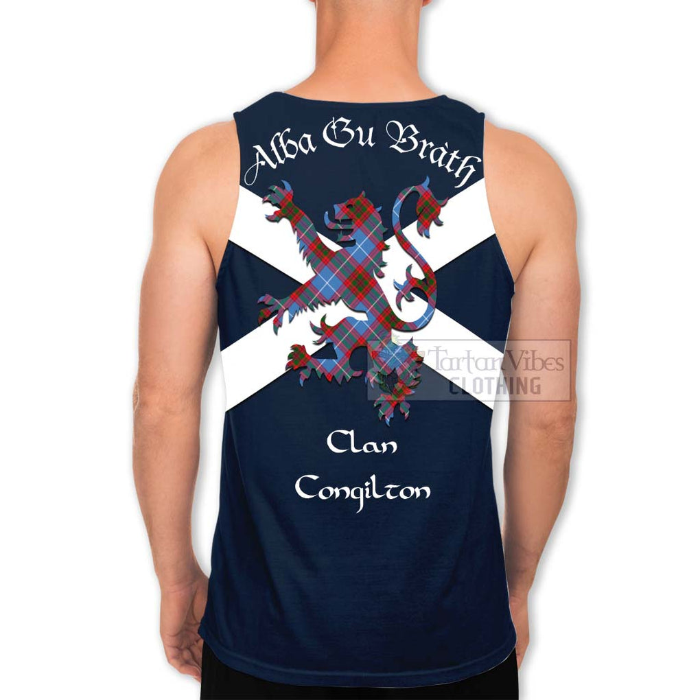 Tartan Vibes Clothing Congilton Tartan Lion Rampant Men's Tank Top – Proudly Display Your Heritage with Alba Gu Brath and Clan Name