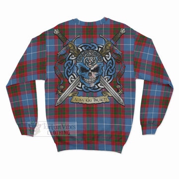 Congilton Tartan Sweatshirt with Family Crest Celtic Skull Style