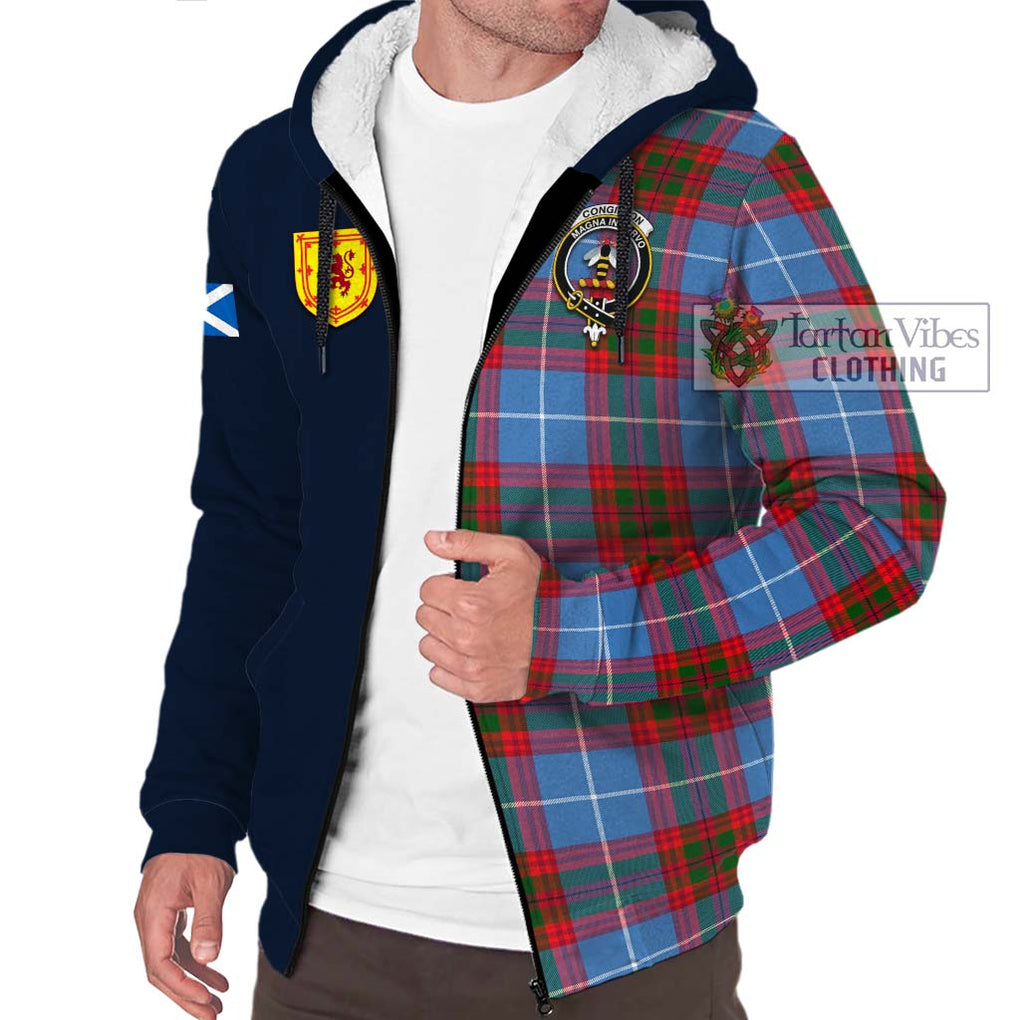 Tartan Vibes Clothing Congilton Tartan Sherpa Hoodie with Scottish Lion Royal Arm Half Style