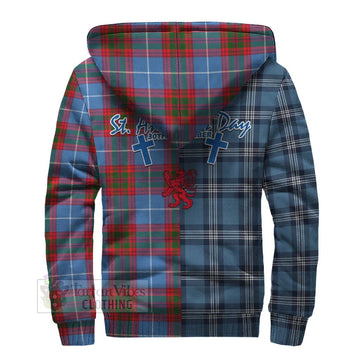 Congilton Tartan Sherpa Hoodie Happy St. Andrew's Day Half Tartan Style