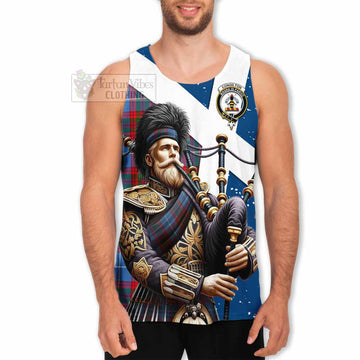 Congilton Tartan Men's Tank Top with Family Crest Scottish Bagpiper Vibes