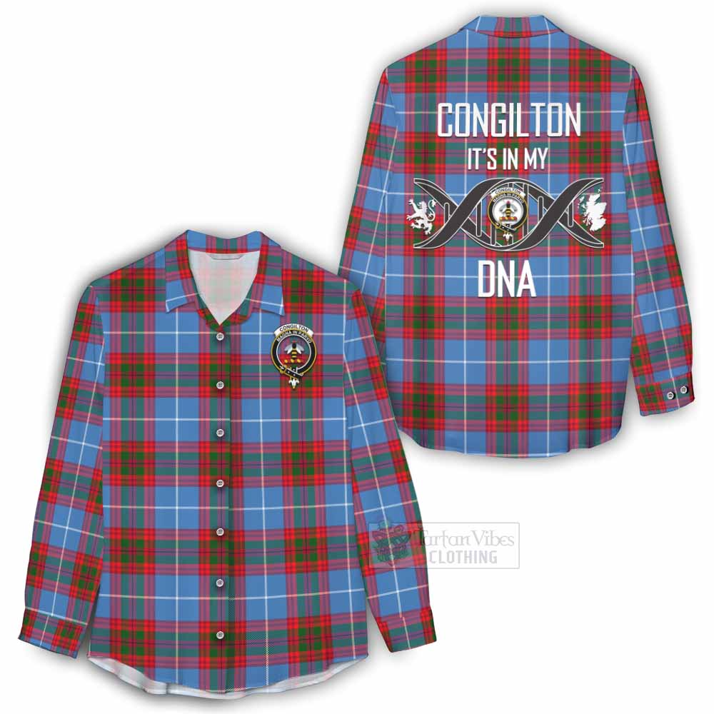 Tartan Vibes Clothing Congilton Tartan Women's Casual Shirt with Family Crest DNA In Me Style