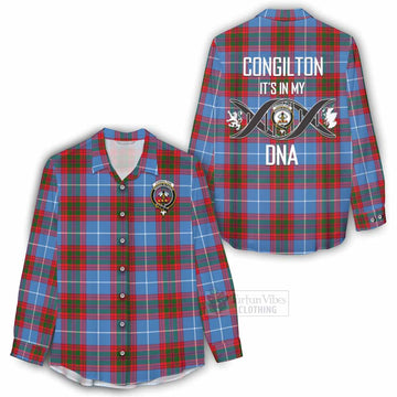 Congilton Tartan Women's Casual Shirt with Family Crest DNA In Me Style