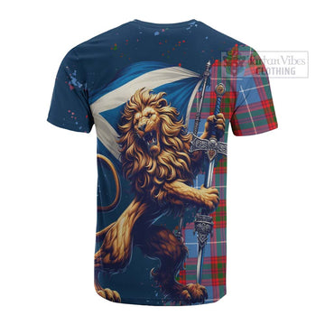 Congilton Tartan Family Crest Cotton T-shirt with Scottish Majestic Lion