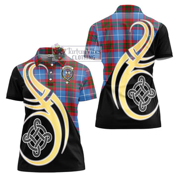 Congilton Tartan Women's Polo Shirt with Family Crest and Celtic Symbol Style