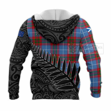 Congilton Crest Tartan Knitted Hoodie with New Zealand Silver Fern Half Style