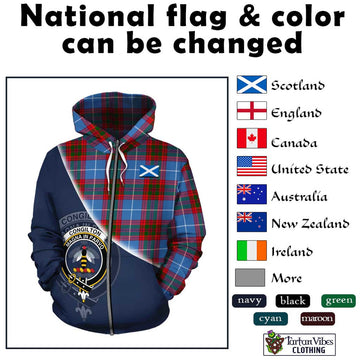 Congilton Tartan Hoodie with Personalised National Flag and Family Crest Half Style