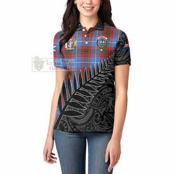 Congilton Crest Tartan Women's Polo Shirt with New Zealand Silver Fern Half Style