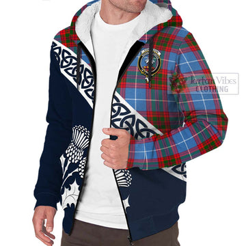 Congilton Tartan Sherpa Hoodie Featuring Thistle and Scotland Map