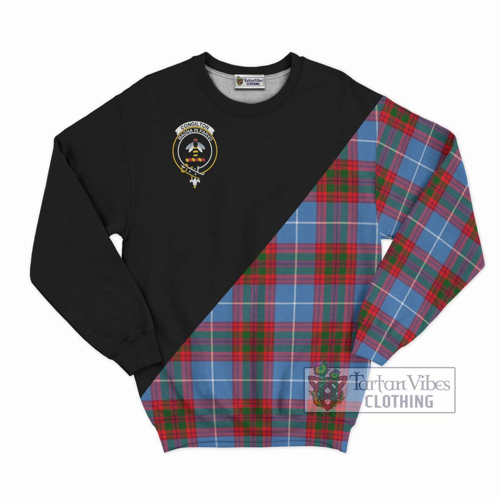 Congilton Tartan Sweatshirt with Family Crest and Military Logo Style - Tartanvibesclothing Shop