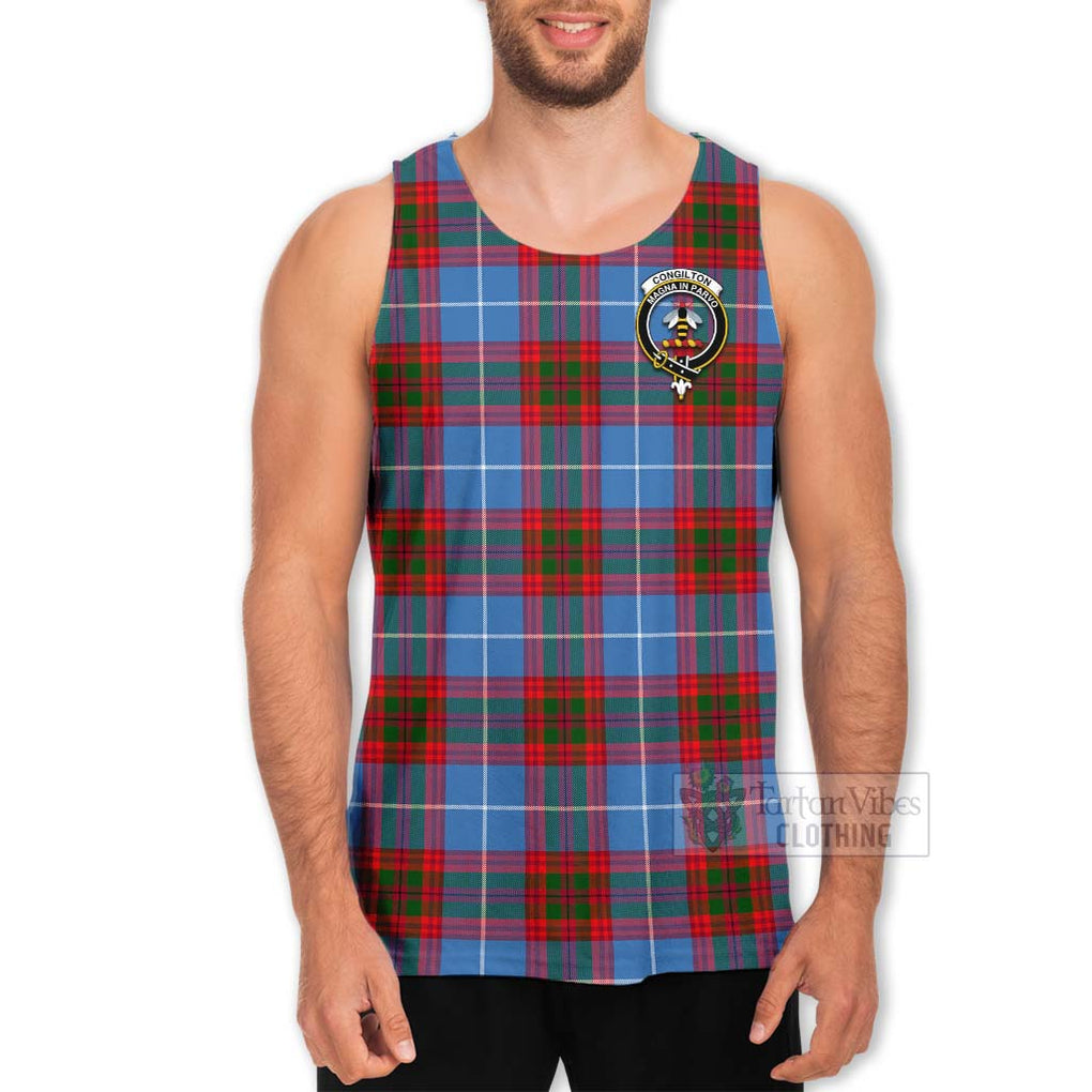 Tartan Vibes Clothing Congilton Tartan Men's Tank Top with Family Crest Celtic Skull Style