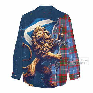 Congilton Tartan Family Crest Women's Casual Shirt with Scottish Majestic Lion