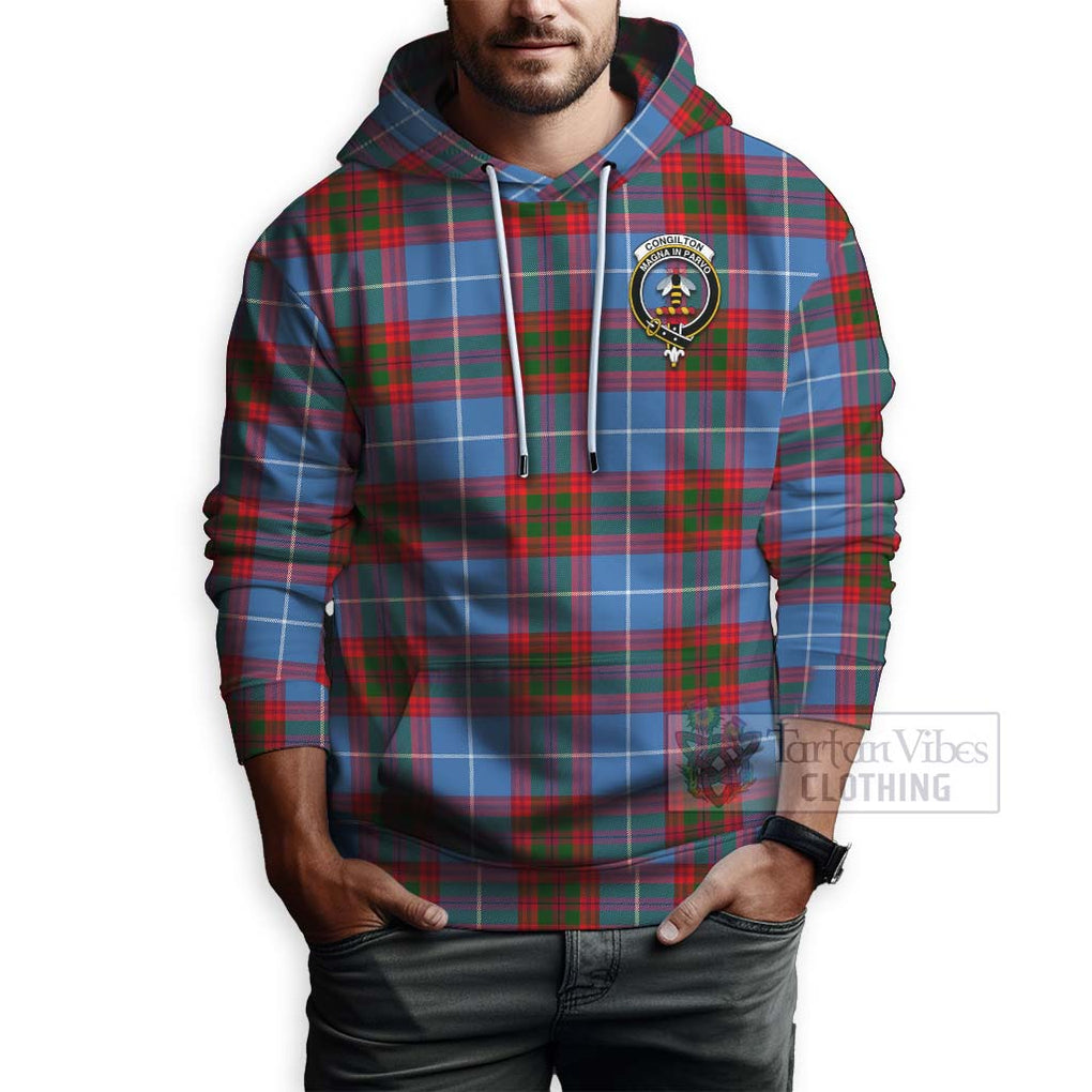 Congilton Tartan Hoodie with Family Crest Celtic Skull Style - Tartan Vibes Clothing
