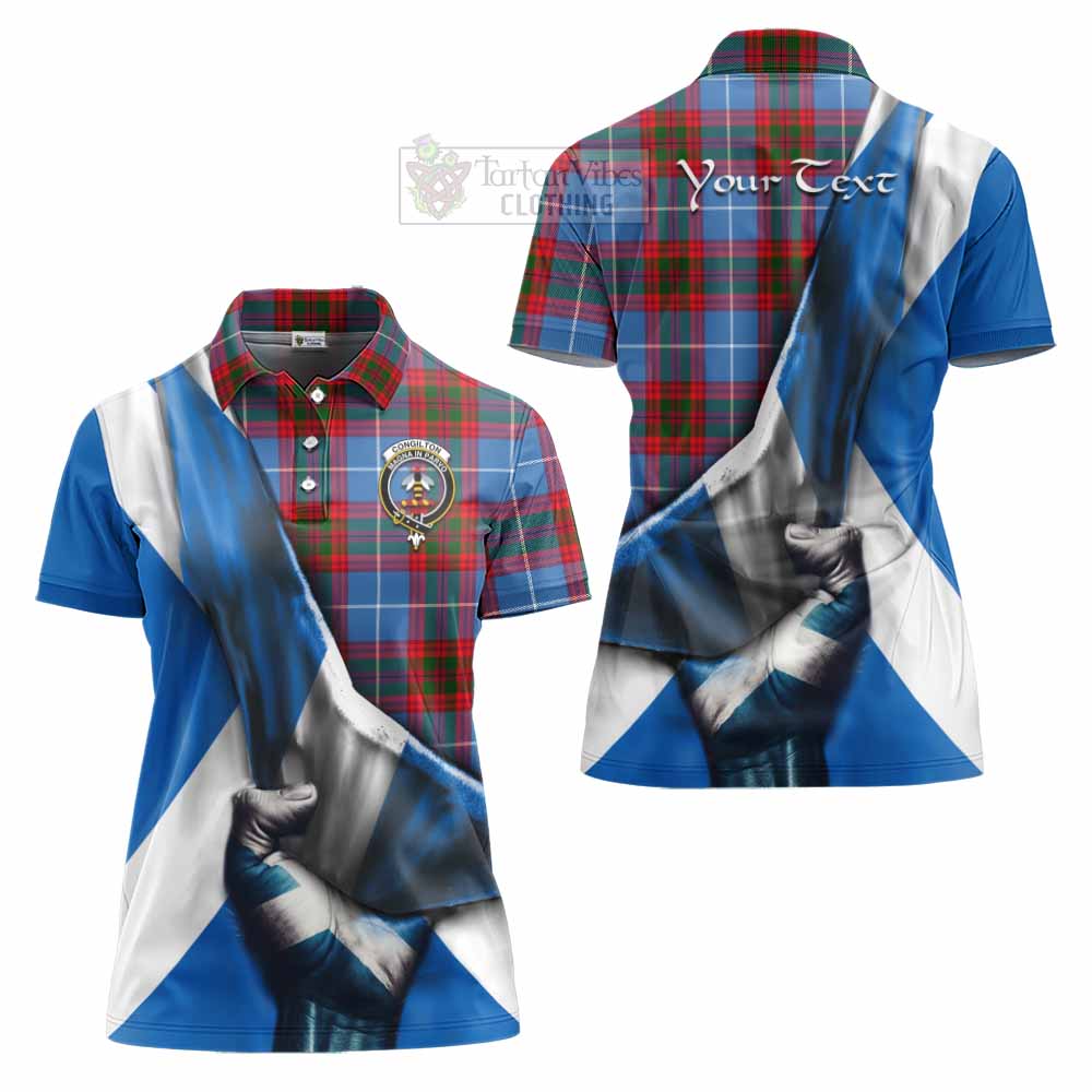 Tartan Vibes Clothing Congilton Tartan Women's Polo Shirt with Family Crest Scotland Patriotic Style