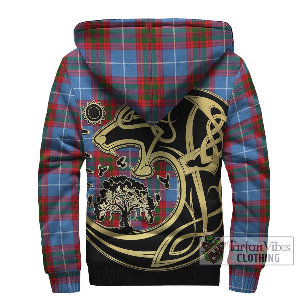 Congilton Tartan Sherpa Hoodie with Family Crest Celtic Wolf Style - Tartan Vibes Clothing