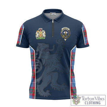 Congilton Tartan Zipper Polo Shirt with Family Crest and Lion Rampant Vibes Sport Style - Tartan Vibes Clothing