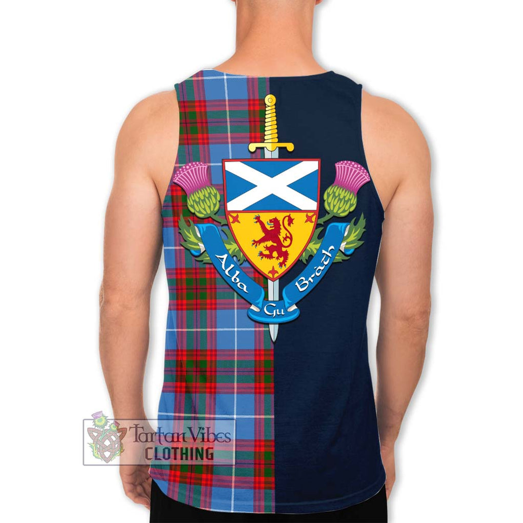 Tartan Vibes Clothing Congilton Tartan Men's Tank Top with Scottish Lion Royal Arm Half Style