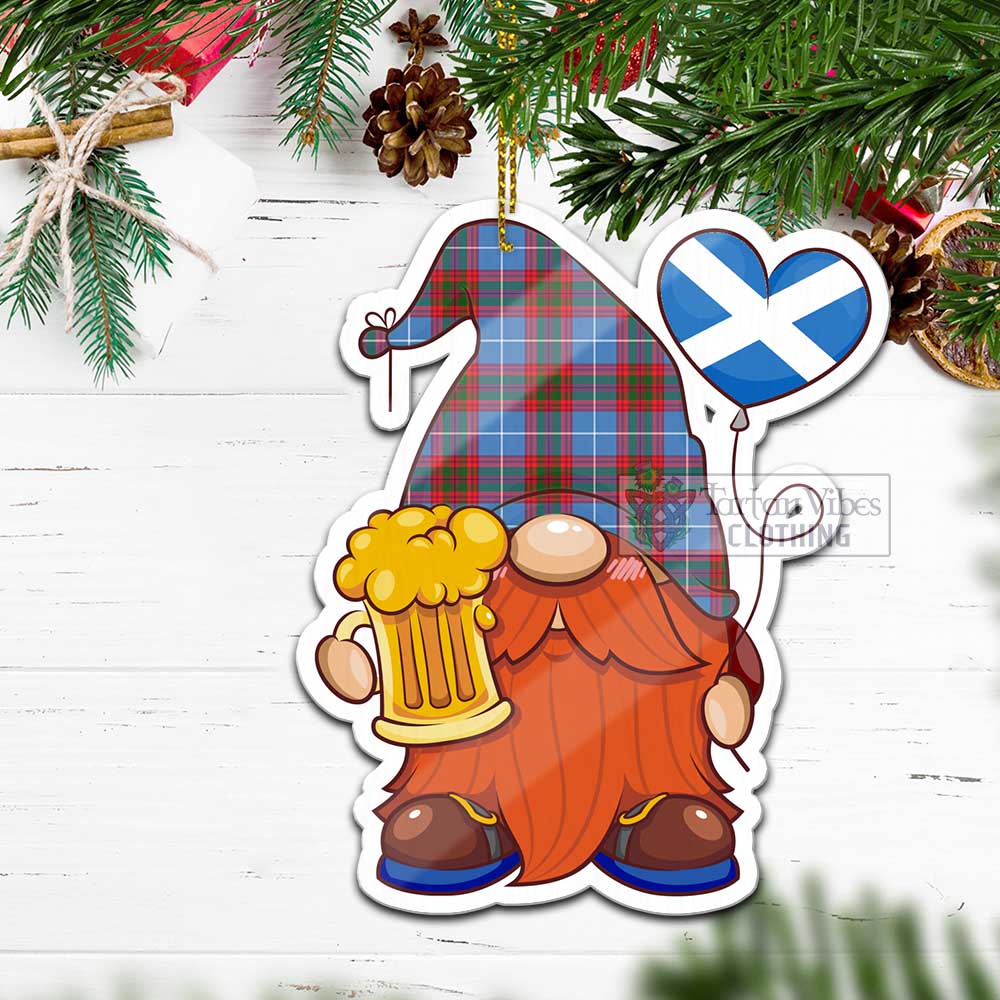 Tartan Vibes Clothing Congilton Tartan Gnome Holding Beer Glass Christmas Ornament with Personalized National Flag