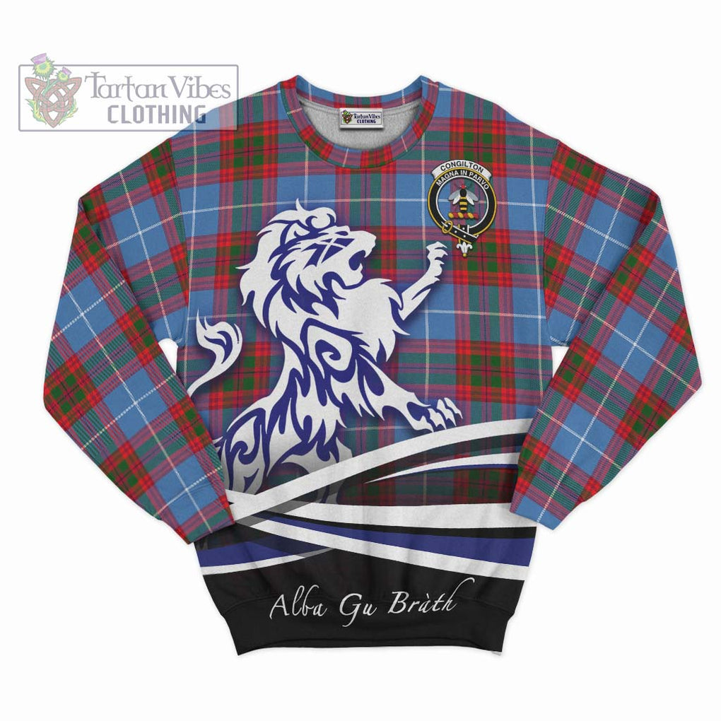 Congilton Tartan Sweatshirt with Alba Gu Brath Regal Lion Emblem - Tartanvibesclothing Shop