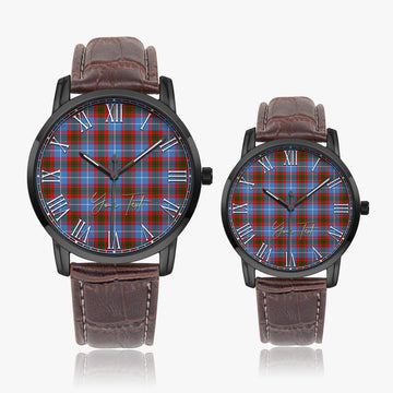 Congilton Tartan Personalized Your Text Leather Trap Quartz Watch