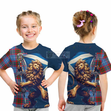 Congilton Tartan Family Crest Kid T-Shirt with Scottish Majestic Lion