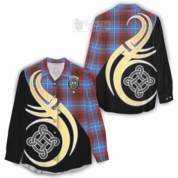 Congilton Tartan Women's Casual Shirt with Family Crest and Celtic Symbol Style