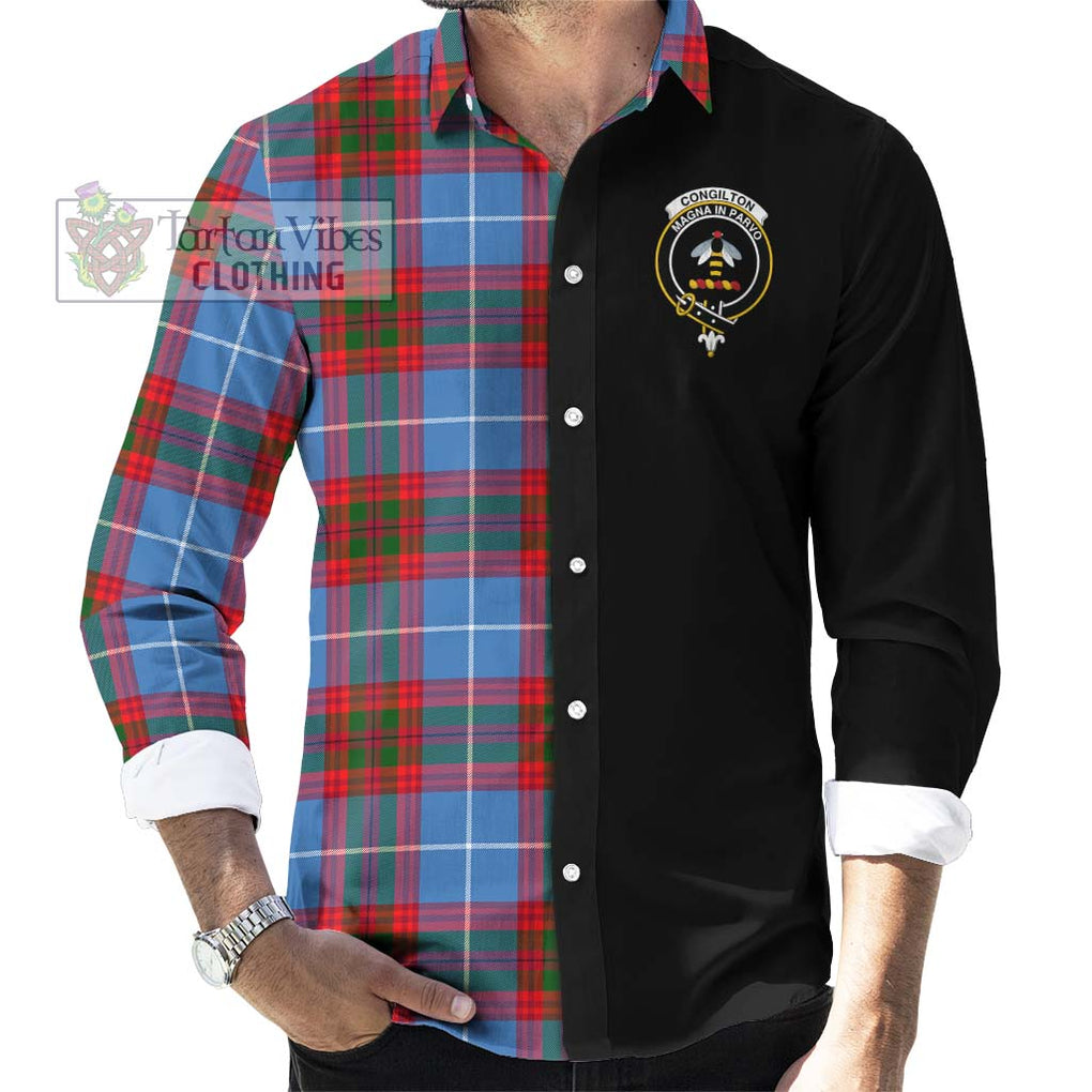 Congilton Tartan Long Sleeve Button Shirt with Family Crest and Half Of Me Style - Tartanvibesclothing Shop