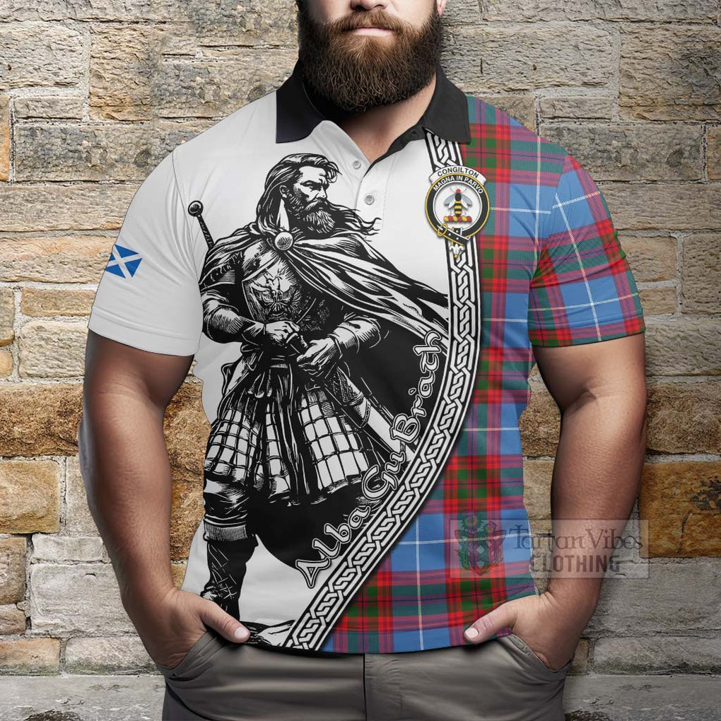 Tartan Vibes Clothing Congilton Tartan Clan Crest Polo Shirt with Highlander Warrior Celtic Style