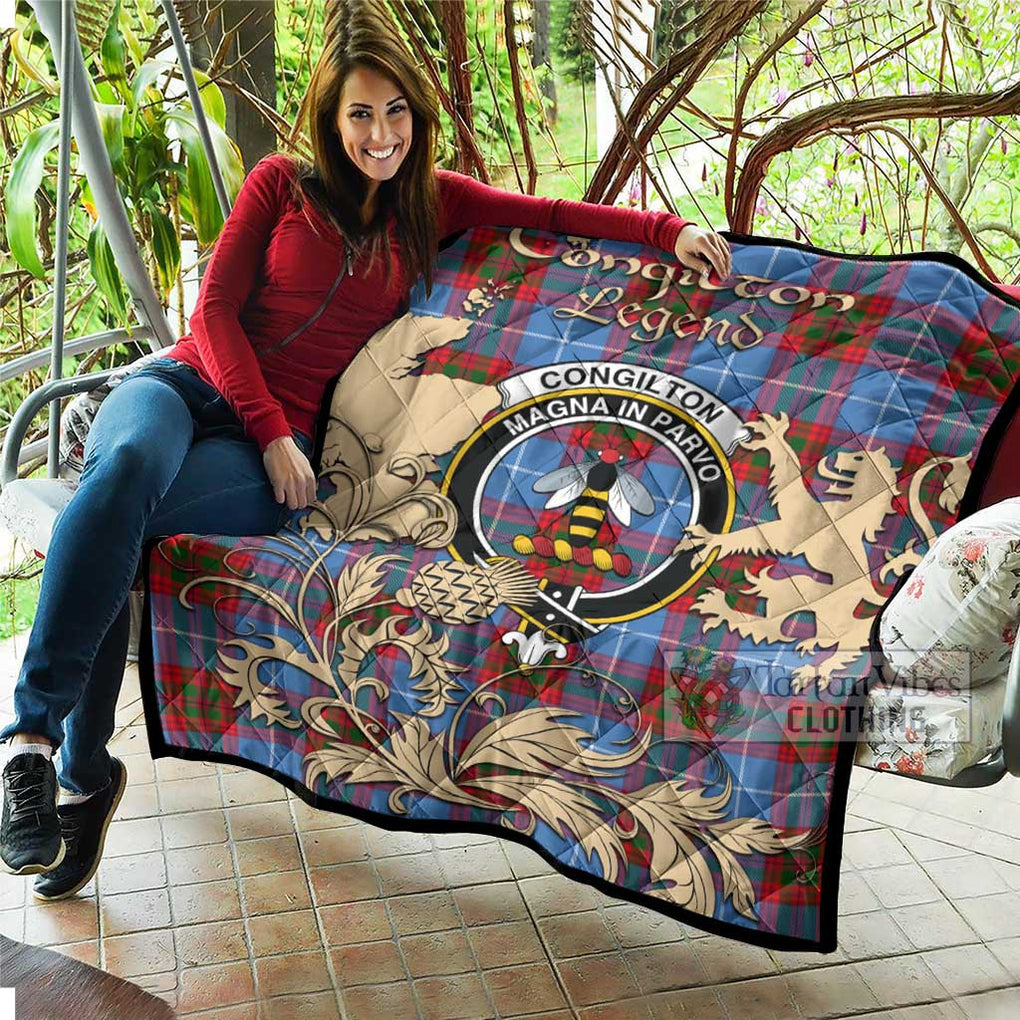 Tartan Vibes Clothing Congilton Tartan Quilt with Family Crest and Scottish Symbol Style