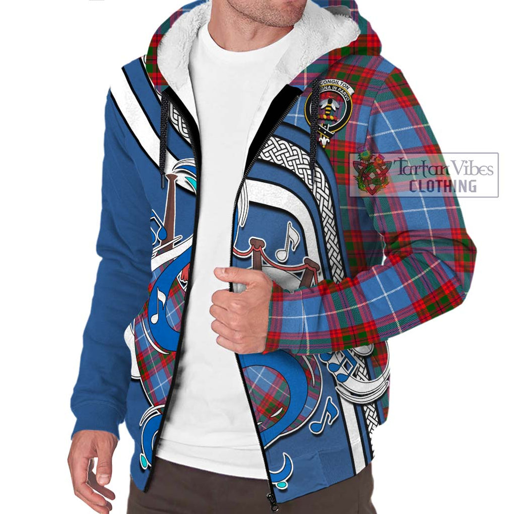 Congilton Tartan Sherpa Hoodie with Epic Bagpipe Style Unisex - Tartanvibesclothing Shop