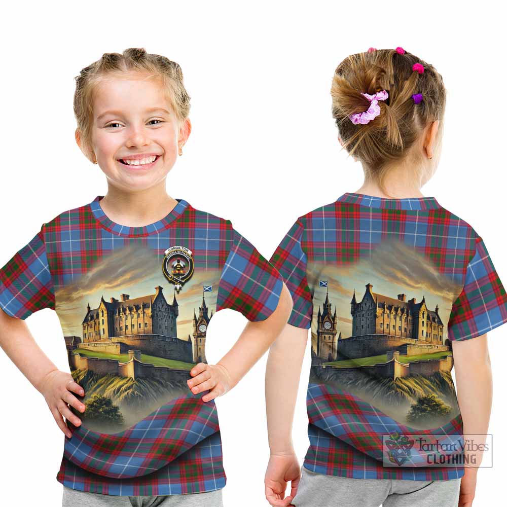 Congilton Tartan Family Crest Kid T-Shirt with Scottish Ancient Castle Style - Tartan Vibes Clothing