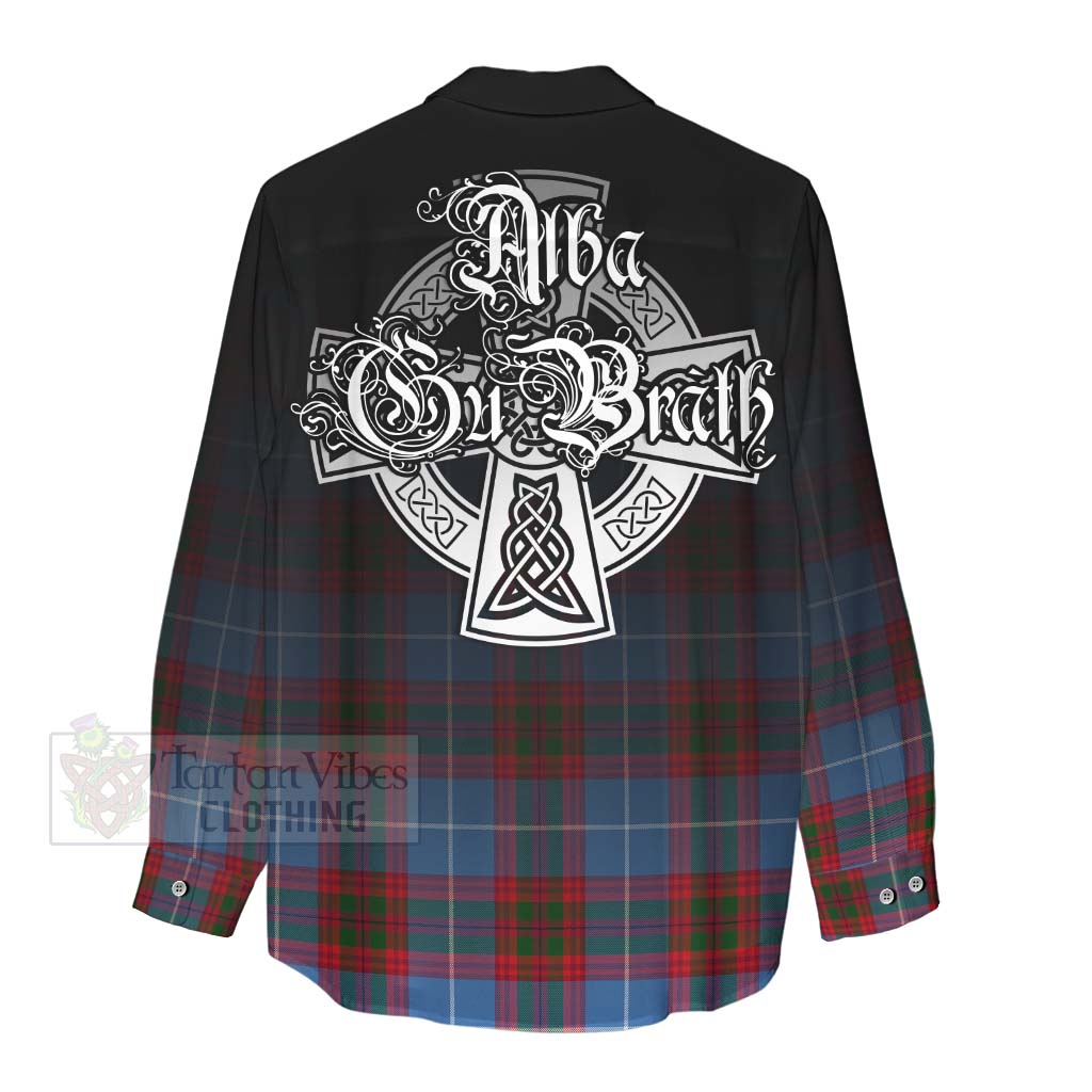 Tartan Vibes Clothing Congilton Tartan Women's Casual Shirt Featuring Alba Gu Brath Family Crest Celtic Inspired