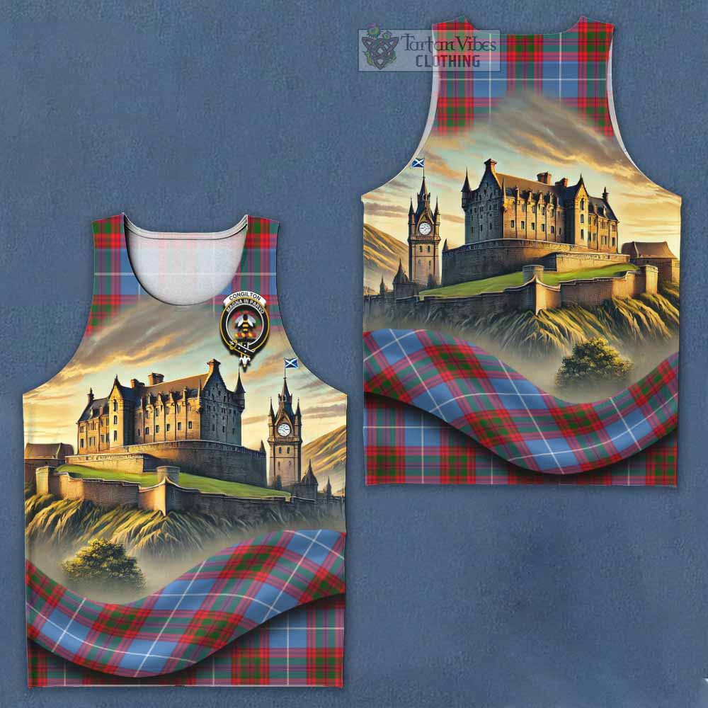Congilton Tartan Family Crest Men's Tank Top with Scottish Ancient Castle Style - Tartan Vibes Clothing