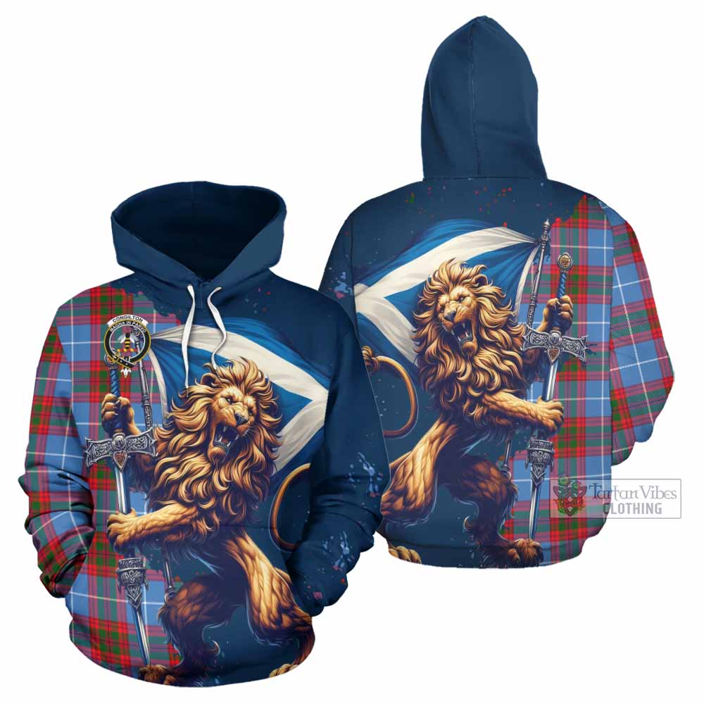 Congilton Tartan Family Crest Hoodie with Scottish Majestic Lion