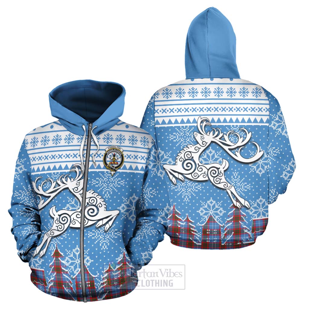 Tartan Vibes Clothing Congilton Clan Christmas Hoodie Celtic Reindeer Style