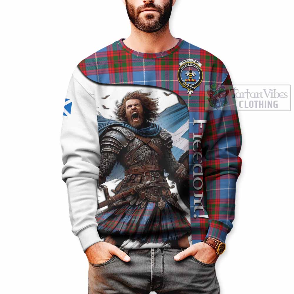 Tartan Vibes Clothing Congilton Crest Tartan Sweatshirt Inspired by the Freedom of Scottish Warrior