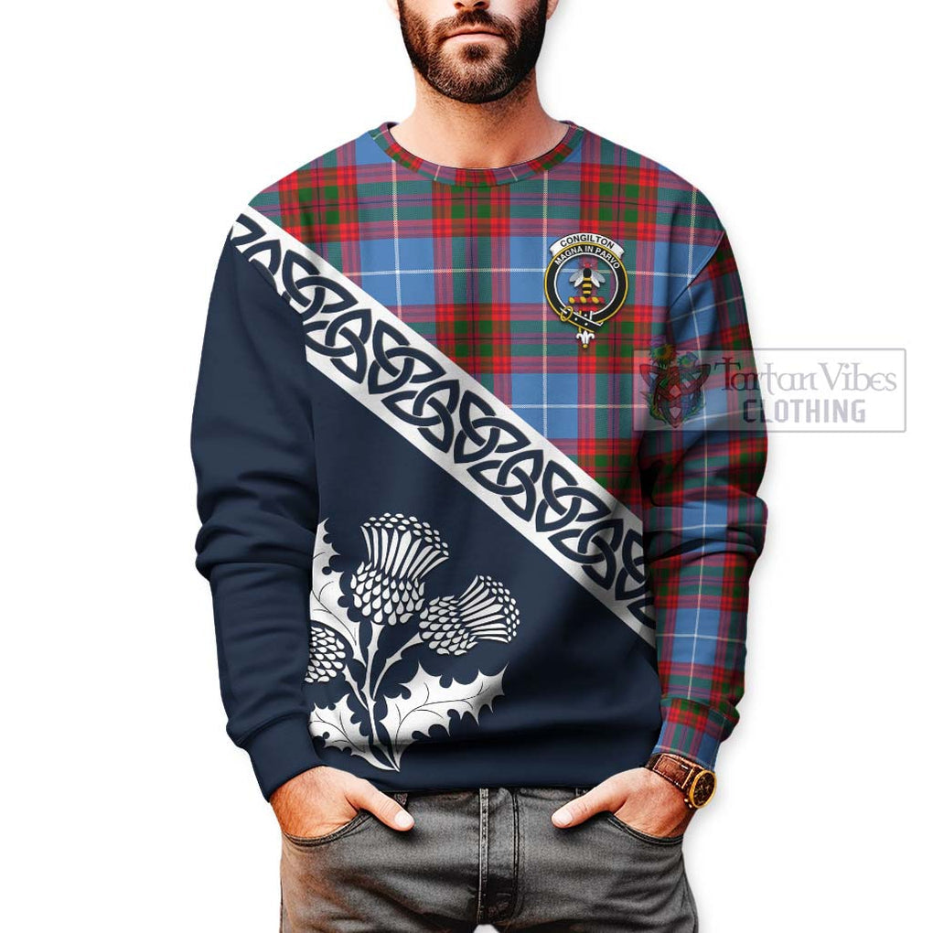 Tartan Vibes Clothing Congilton Tartan Sweatshirt Featuring Thistle and Scotland Map