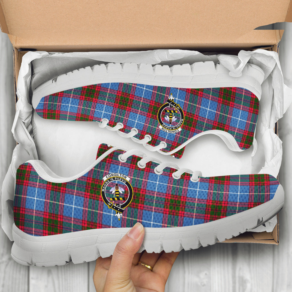 Congilton Tartan Sneakers with Family Crest - Tartan Vibes Clothing