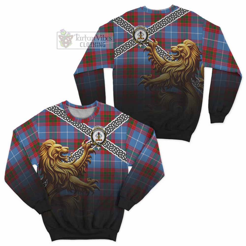 Congilton Crest Tartan Sweatshirt with Golden Lion Emblem Celtic Style - Tartan Vibes Clothing