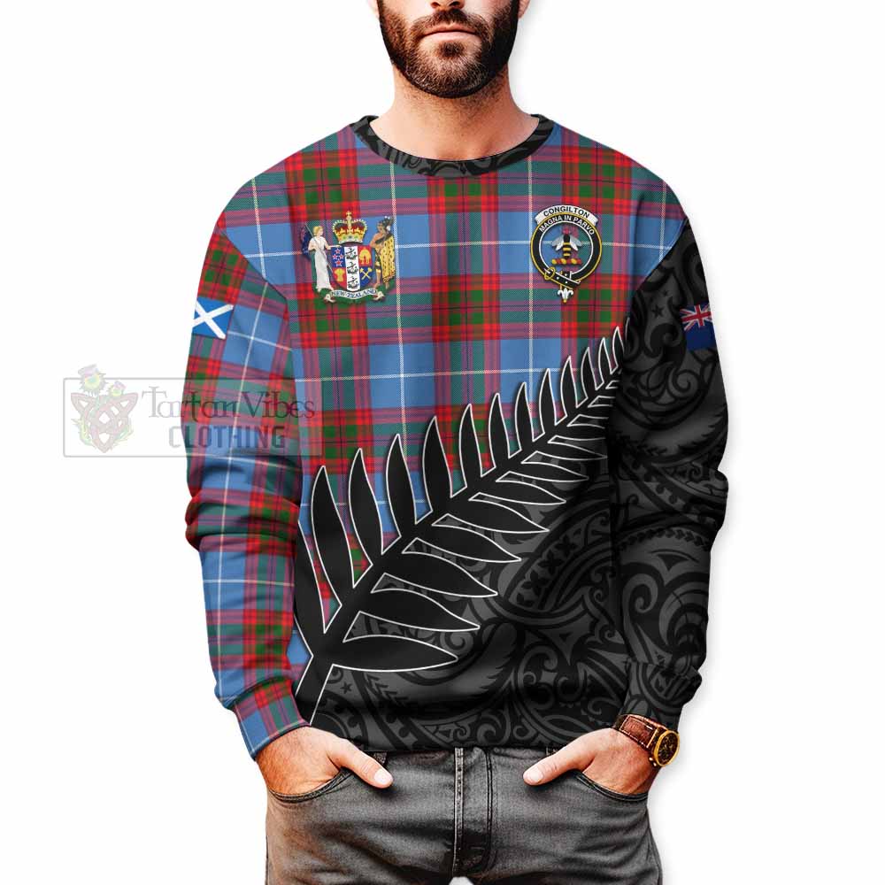 Tartan Vibes Clothing Congilton Crest Tartan Sweatshirt with New Zealand Silver Fern Half Style