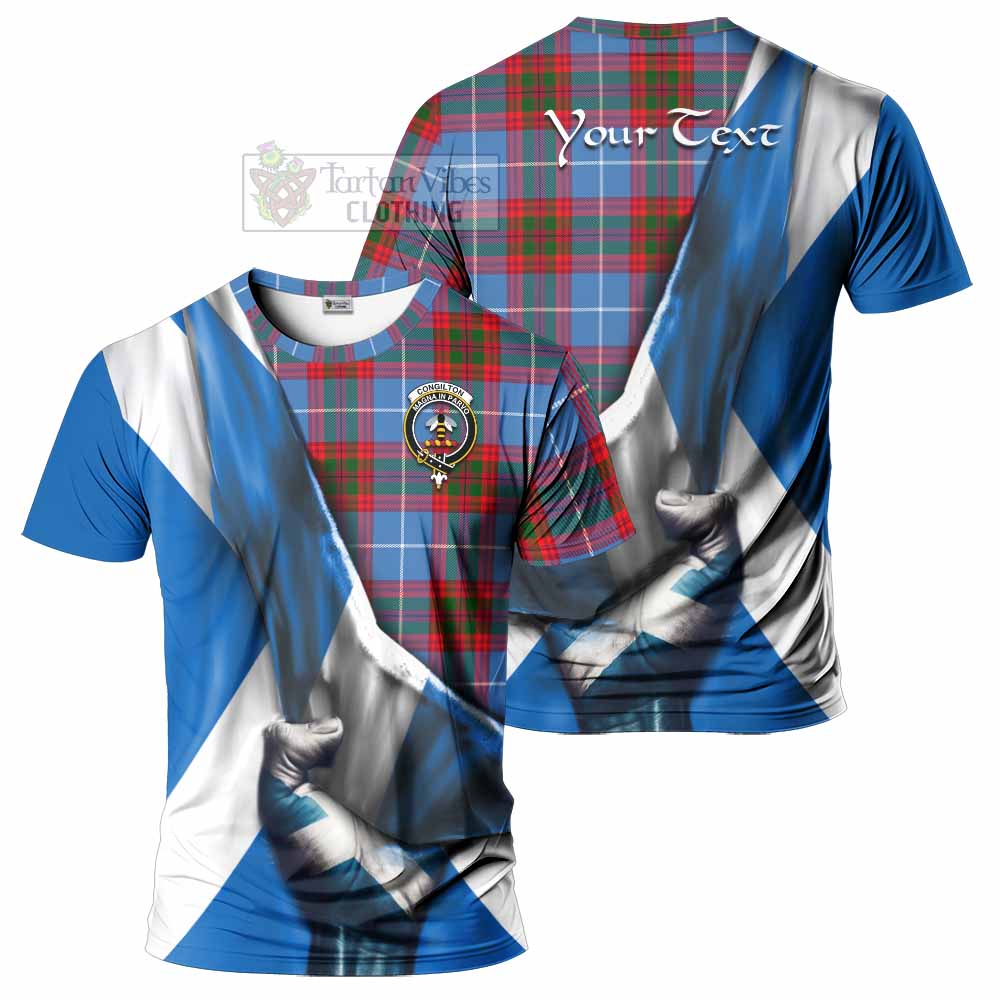 Tartan Vibes Clothing Congilton Tartan T-Shirt with Family Crest Scotland Patriotic Style