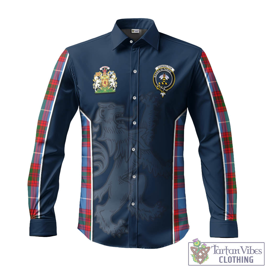 Tartan Vibes Clothing Congilton Tartan Long Sleeve Button Up Shirt with Family Crest and Lion Rampant Vibes Sport Style