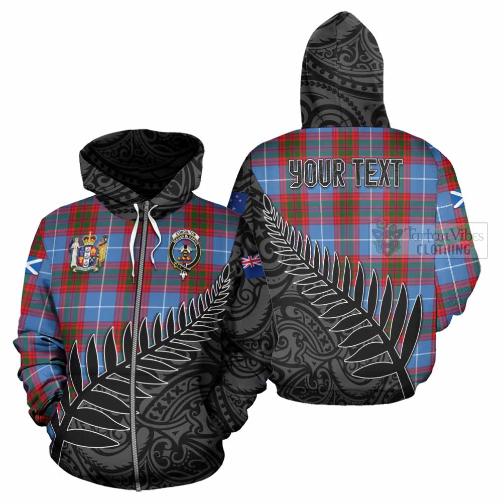 Tartan Vibes Clothing Congilton Crest Tartan Hoodie with New Zealand Silver Fern Half Style