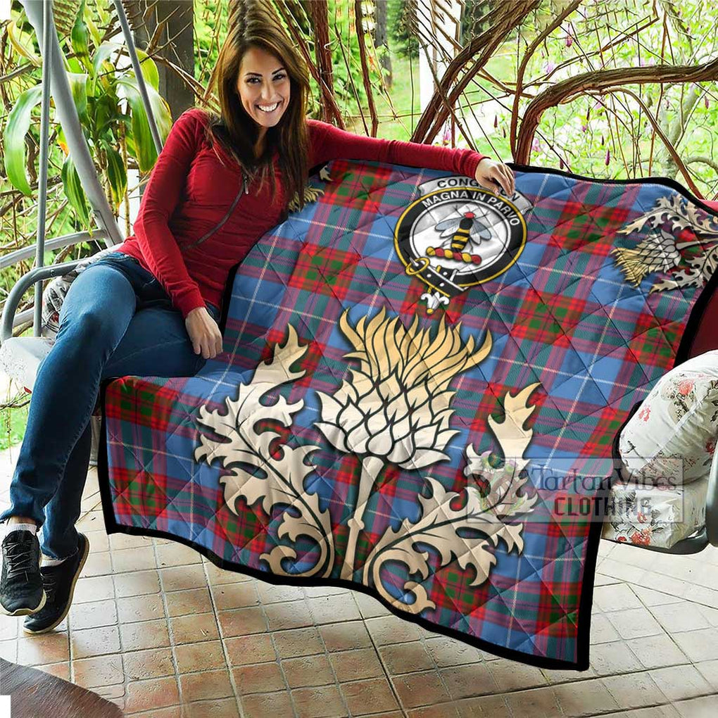 Tartan Vibes Clothing Congilton Tartan Quilt with Family Crest and Golden Thistle Style