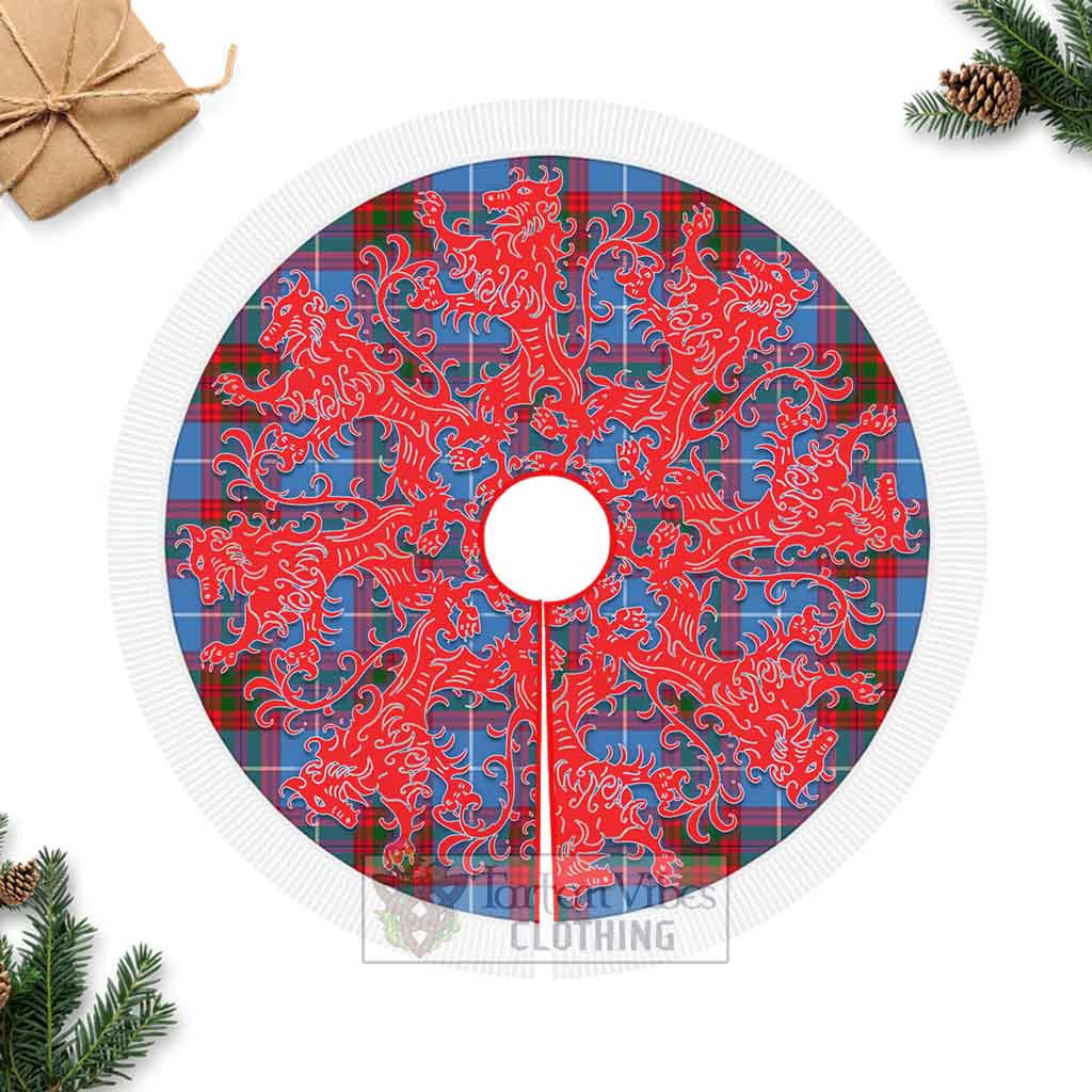 Congilton Tartan Christmas Tree Skirt Lion Rampant Style Fringed Tree Skirts - Tartan Vibes Clothing