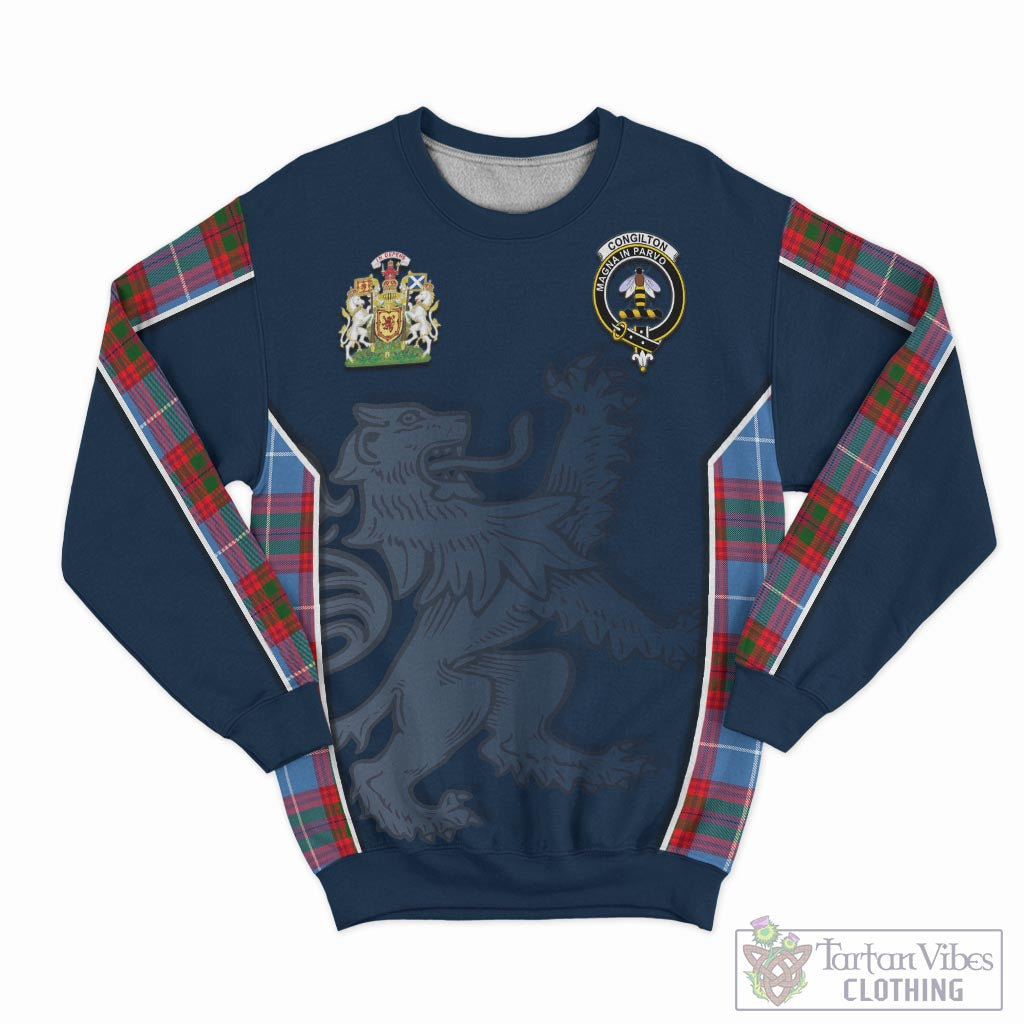 Tartan Vibes Clothing Congilton Tartan Sweater with Family Crest and Lion Rampant Vibes Sport Style