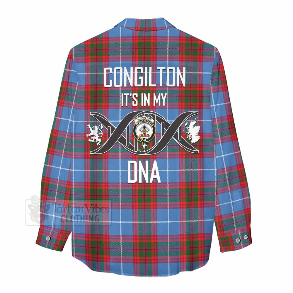 Tartan Vibes Clothing Congilton Tartan Women's Casual Shirt with Family Crest DNA In Me Style