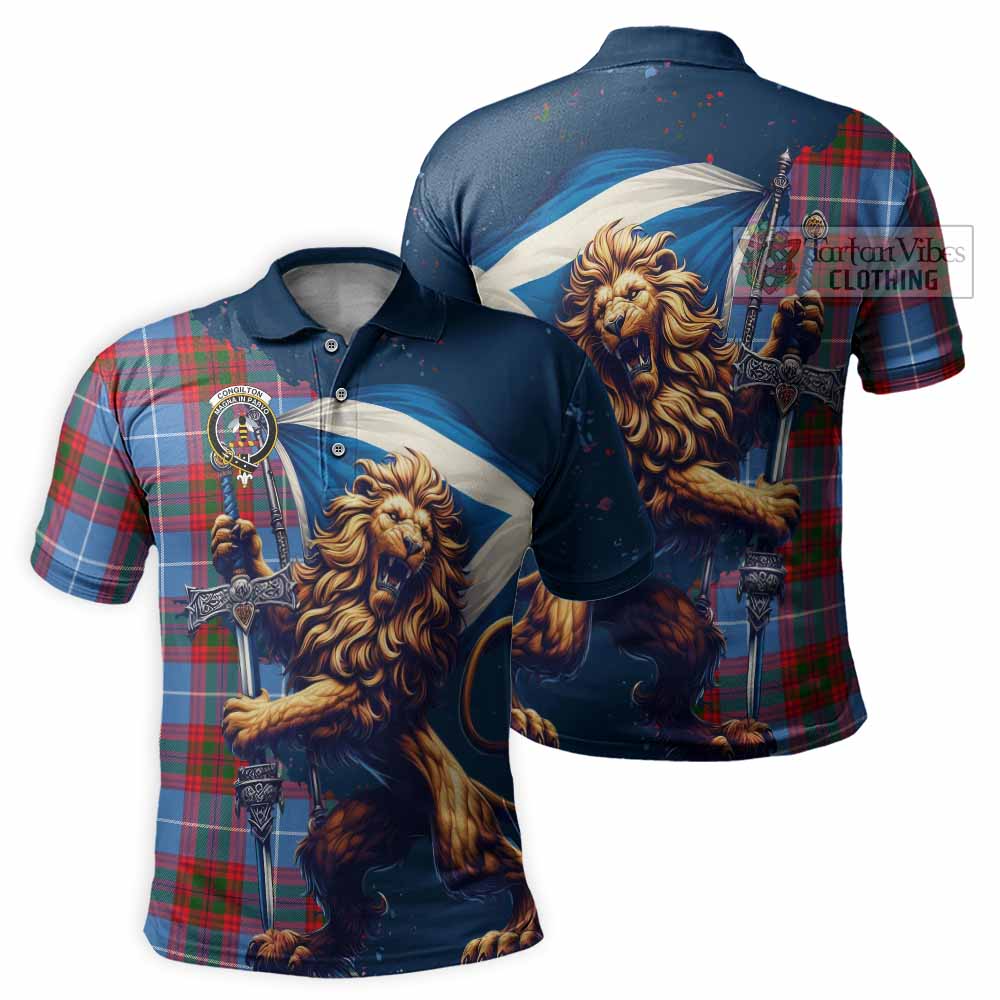 Tartan Vibes Clothing Congilton Tartan Family Crest Men's Polo Shirt with Scottish Majestic Lion