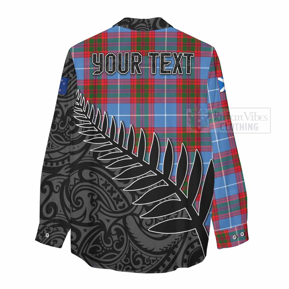 Tartan Vibes Clothing Congilton Crest Tartan Women's Casual Shirt with New Zealand Silver Fern Half Style